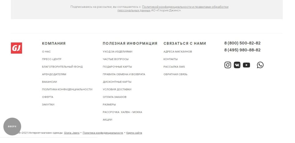 главная страница сайта футер