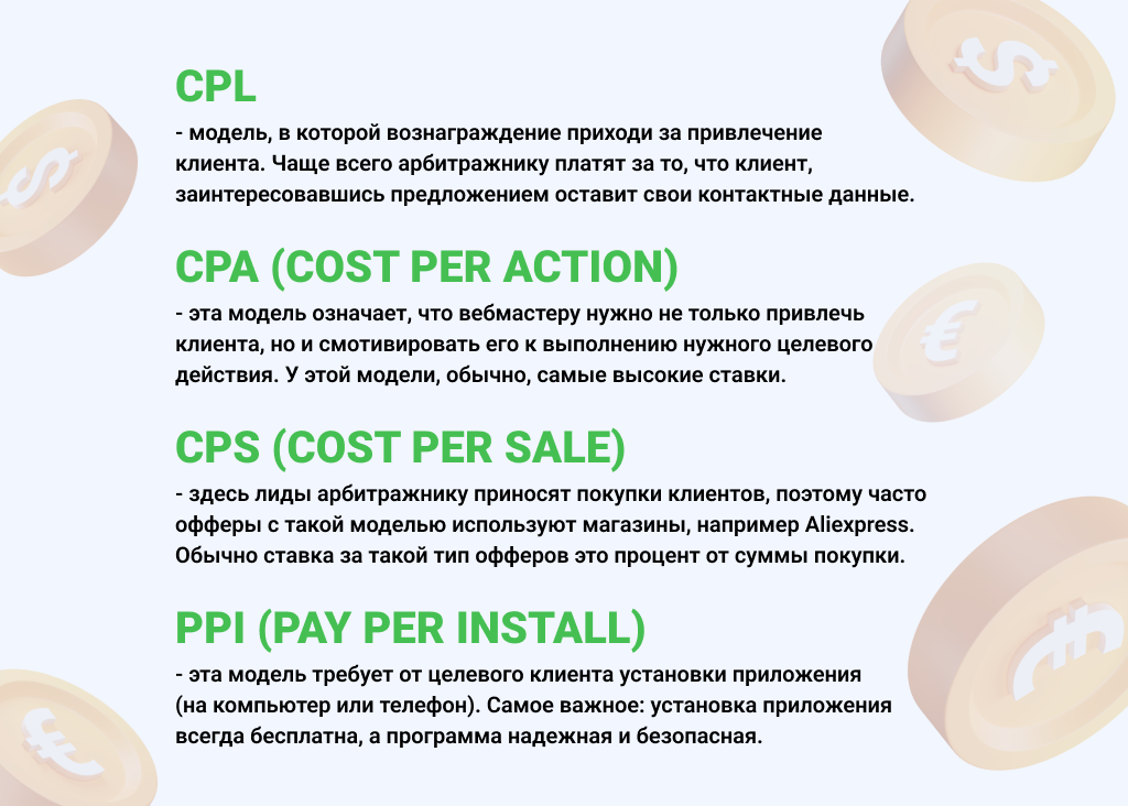 модели оплат при арбитраже трафика