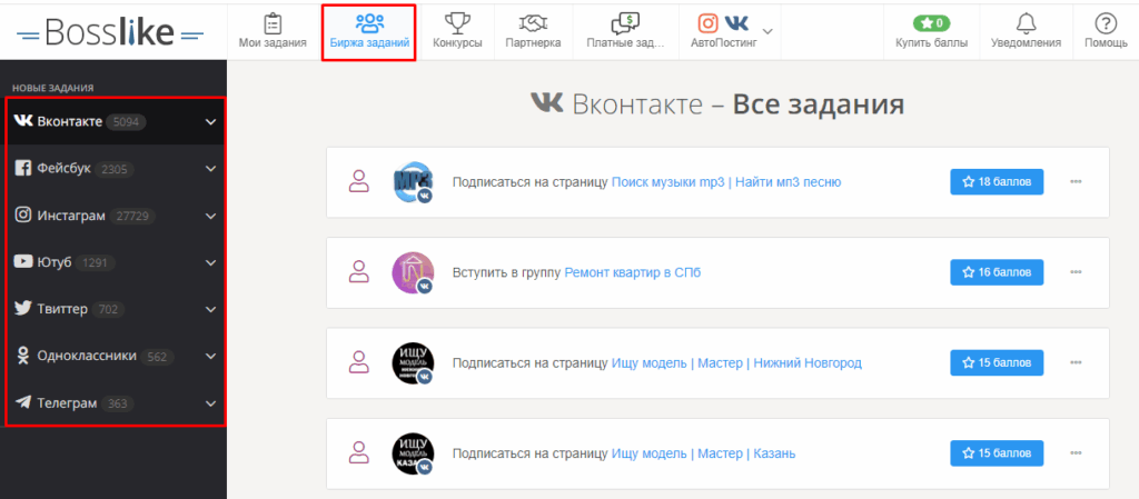Биржа bosslike