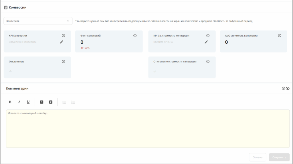 дашборд с конверсиями