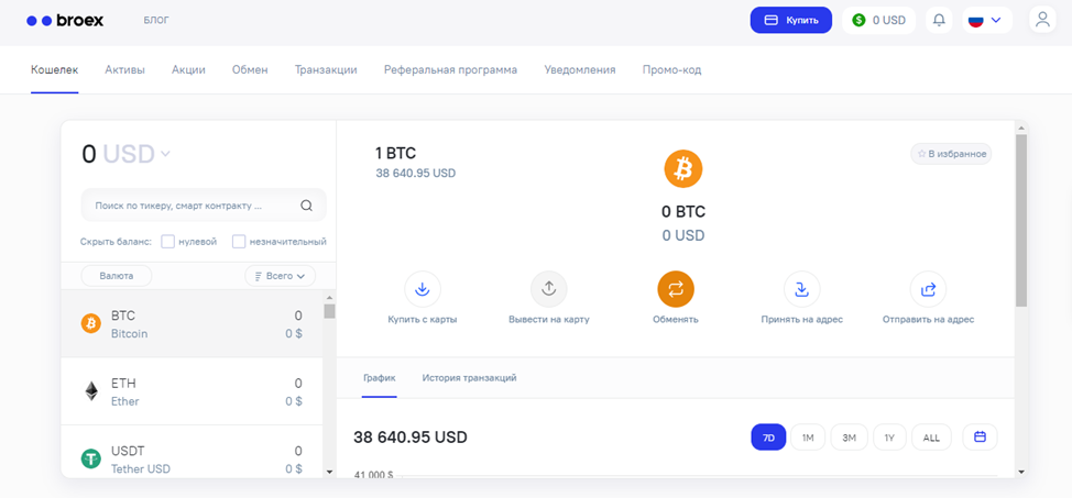 интерфейс вебхранилища криптовалюты